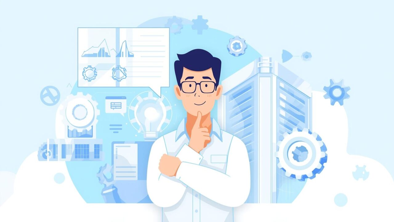 機械設計はやめとけと言われる理由と強みを解説する記事用の明るいフラットデザインのアイキャッチ画像